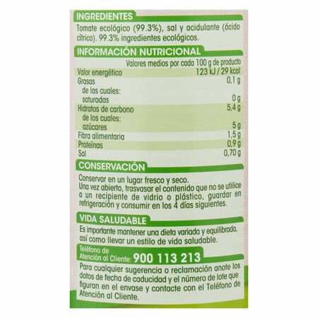 Tomate triturado sin gluten ecológico Alipende 400g
