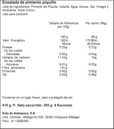 Ensalada pimientos del piquillo asado Alsur 355g