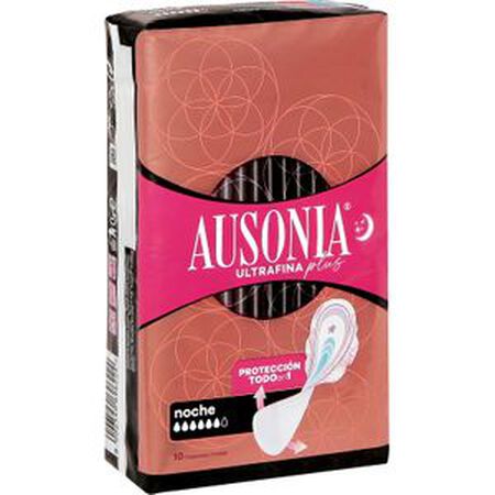 Compresa extrafina plus alas Ausonia 10 unidades noche