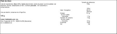 Pat&eacute; at&uacute;n Casa Tarradellas 125g