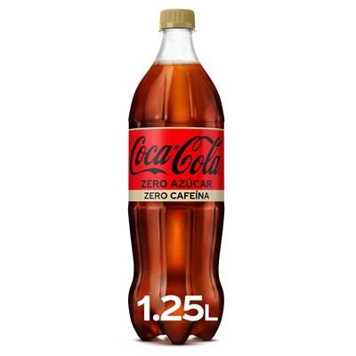 Refresco cola Coca-Cola botella 1,25l zero azúcar zero cafeína