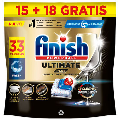 Detergente lavavajillas en pastillas Finish 15+18 unidades Ultimate