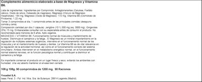Magnesio+vitamina Naturtierra 90 c&aacute;psulas