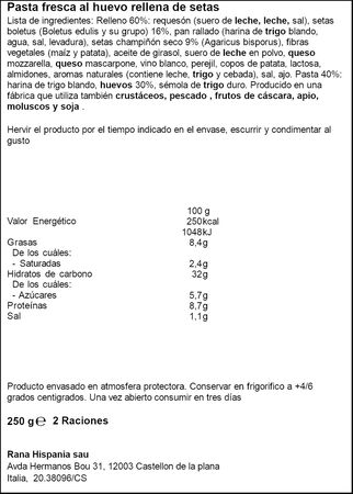 Pasta fresca tortellini relleno de boletus Rana 250g