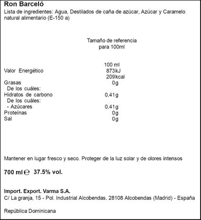Ron añejo Barceló 70cl