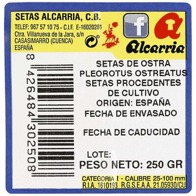 Setas en bandeja 250 g