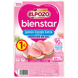 Jamón cocido extra en lonchas finas Bienstar 65g