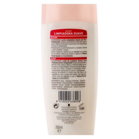 Leche limpiadora Diadermine 200ml suave para todo tipo de piel
