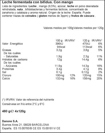 Bífidus Activia pack 4 mango