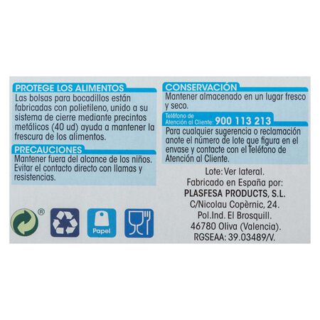 Bolsas para bocadillos Lanta 40 uds
