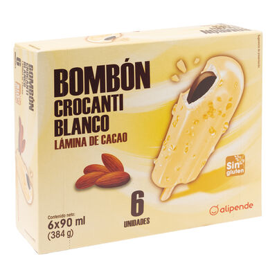 Helado bomb&oacute;n Alipende 6 uds crocanti-blanco