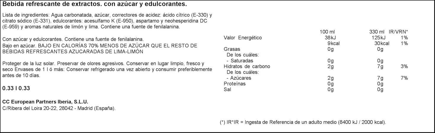 Refresco de lima-limón Sprite lata 33cl