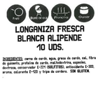 Longaniza blanca Alipende 500g aproximadamente