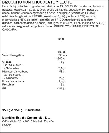 Bizcocho Lulu Fontaneda relleno de chocolate 5 uds