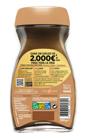 Caf&eacute; soluble Nescaf&eacute; Cr&egrave;me 200g