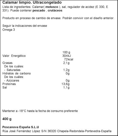 Calamar limpio Pescanova 400G
