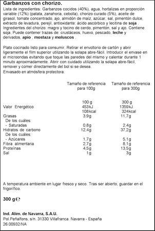 Garbanzos con chorizo Carretilla 300g