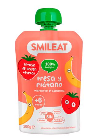 Alimento infantil preparado de frutas ecol&oacute;gico sin gluten Smileat pouch 100g
