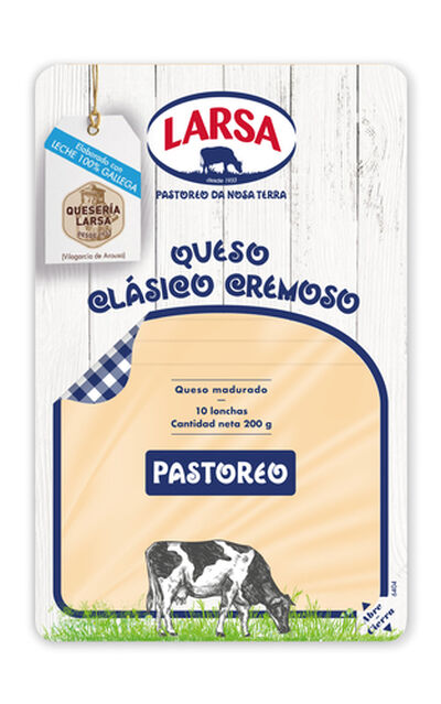 Queso de vaca de pastoreo certificada en lonchas Larsa 200g
