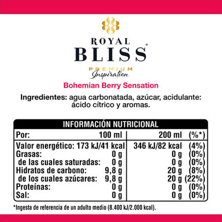 Tónica Royal Bliss botella 20cl berry sensations
