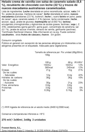 Helado Nuii 3 uds caramelo con nueces de macadamia