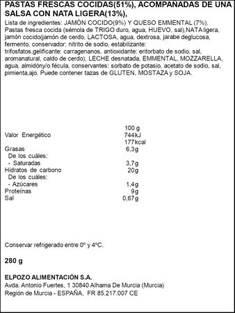 Pasta box jam&oacute;n york y queso emmental ElPozo king upp 280g