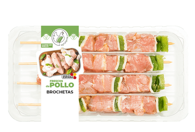 Brochetas de pollo marinadas con l&aacute;minas de pimiento natural Naturavia 320g