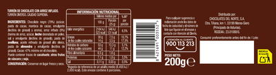Turr&oacute;n de chocolate negro crujiente Alipende 200g