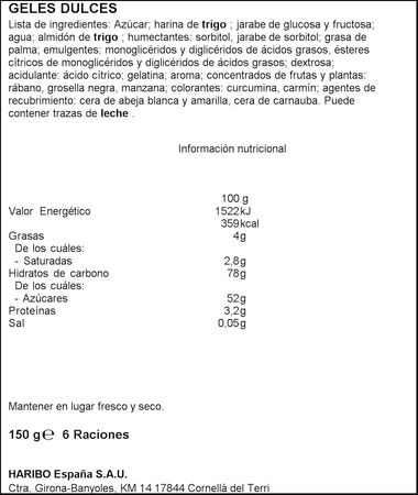 Regaliz Haribo 150g surtido red mix