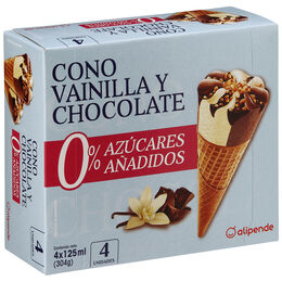 Helado cono sin azúcar Alipende 4 uds vainilla-choco