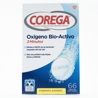 Tableta limpiadora corega 66 unidades ox&iacute;geno Bioactivo
