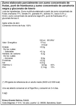 Zumo Nutribebida Hohes C Zumo Plus Hierro Pet 1L