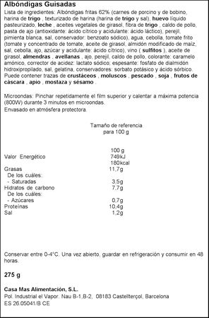 Alb&oacute;ndigas guisadas Casa Mas 275g