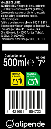 Vinagre de jerez Alipende 500ml