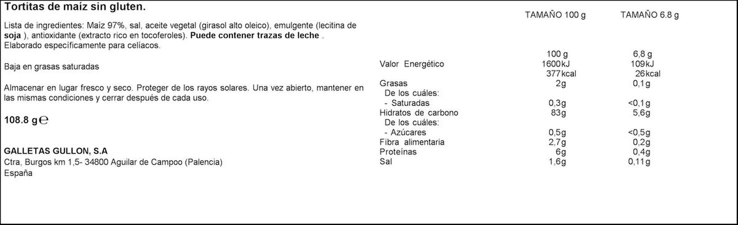 Tortitas de maíz Vitalday 108g