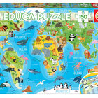 Puzzle mapamundi animal Educa Borras 150u