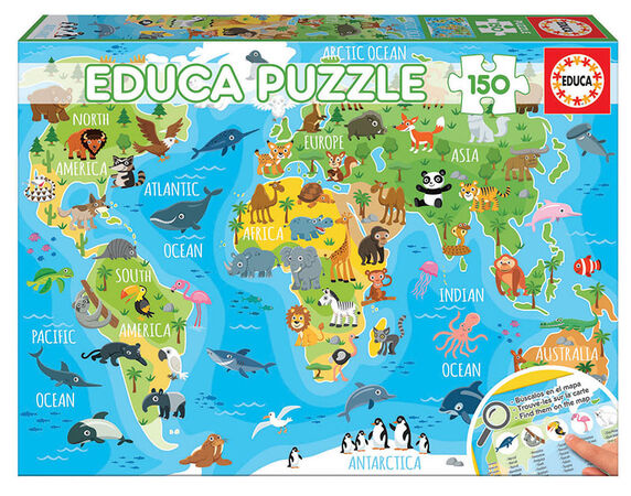 Puzzle mapamundi animal Educa Borras 150u