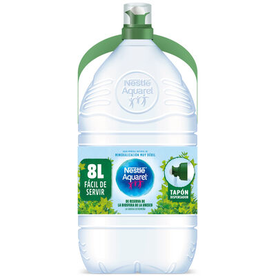 Agua mineral natural con tapón dispensador Nestlé Aquarel garrafa de 8L 