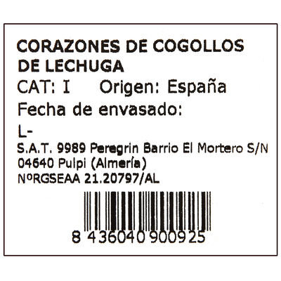 Coraz&oacute;n de lechuga bandeja 6uds