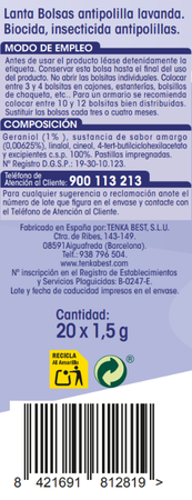 Antipolilla bolsa Lanta 20 uds lavanda