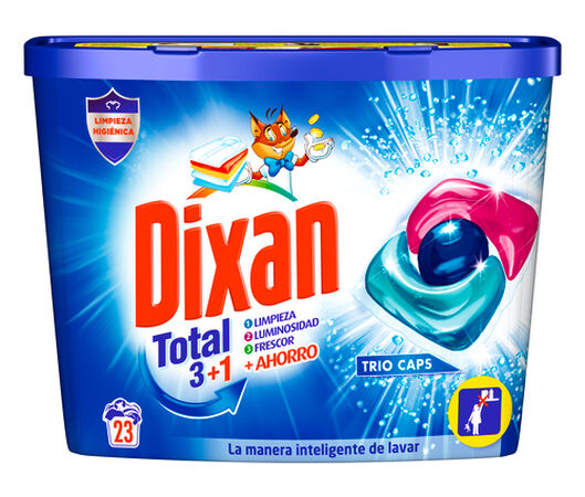 Detergente en cápsulas Dixan 23 lavados total 3+1