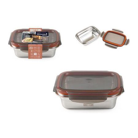 Fiambrera de acero rectangular Quttin 350ml Microondas-Horno