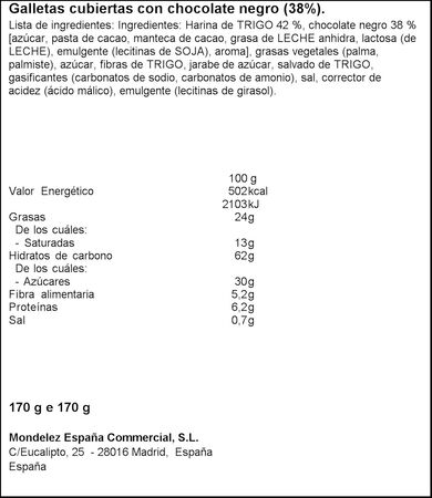 Galletas chocolate negro finas Fontaneda 170g