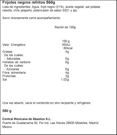 Frijoles negros refritos Costeña 580g