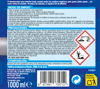 Desatascador líquido Lanta 1l