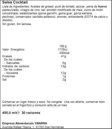 Salsa para cocktail Ybarra 450ml