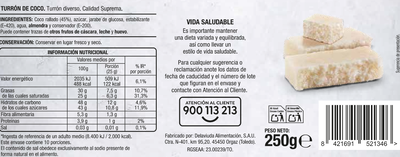 Turr&oacute;n Alipende 250g coco