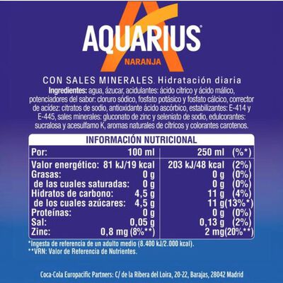 Refresco Aquarius 50cl Naranja