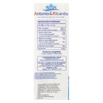 Filete de merluza Antonio y Ricardo 450g sin piel