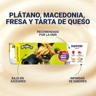 Yogur Danone pack 8 fresa pl&aacute;tano macedonia tarta queso